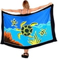 thumbnail image 1 of HAPPY BAY Women's Beachwear Summer Bikini Wraps Sarong Swim Cover up Wrap Skirt Bathing suit Swimwear Swimsuit Beach Coverups for Women One Size Aqua, Turtle, 1 of 4