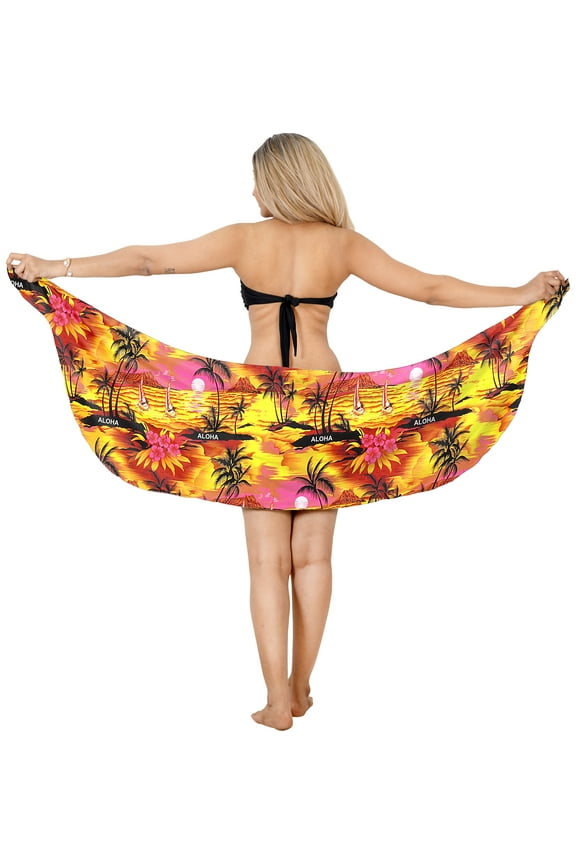 Women's Beachwear Summer Bikini Wraps Sarong Swim Cover up Wrap Skirt Bathing suit Swimwear Swimsuit Beach Coverups for Women One Size Orange, Seashore