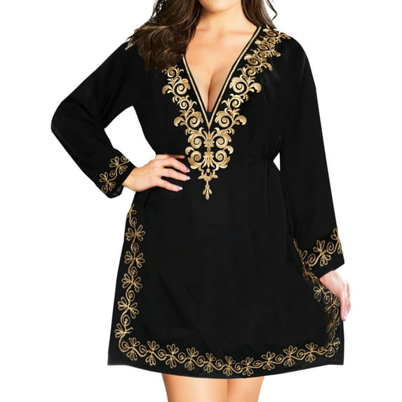 HAPPY BAY Women's Beachwear Summer Short Beach Dress Bikini Swimsuit Swimwear Cover Ups M-L Black_AC39