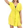 thumbnail image 1 of HAPPY BAY Women's Beachwear Summer Swim Beach Cover ups for Swimwear Bikini Sheer Chiffon Cover up V Neck Dress Bathing Suit Swimsuit Coverups for Women M-L Lemon_ac229, 1 of 6