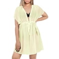 thumbnail image 1 of HAPPY BAY Women's Beachwear Summer Swim Beach Cover ups for Swimwear Bikini Sheer Chiffon Cover up V Neck Dress Bathing Suit Swimsuit Coverups for Women M-L Solid Plain, Off White, 1 of 5