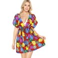 thumbnail image 1 of HAPPY BAY Women's Beachwear Summer Swim Beach Cover ups for Swimwear Women Mini Tropical Dress Swimsuit Coverups V Neck Tops for Women XL-XXL Currant, Floral, 1 of 4