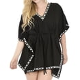 thumbnail image 1 of HAPPY BAY Women's Beachwear Summer Swim Beach Cover ups for Swimwear Women Short Boho Swimsuit Coverups Dress 1X-2X Moonlight, Solid, 1 of 4