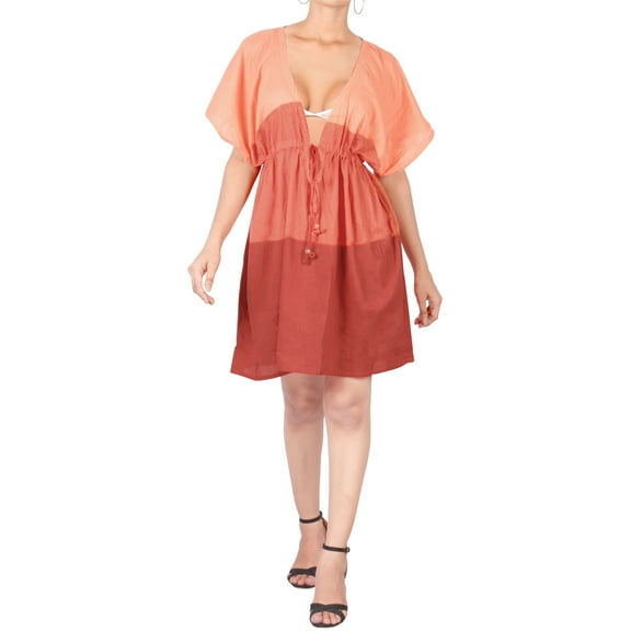 HAPPY BAY Women's Beachwear Summer Swim Beach Dress Cover ups for Swimwear Women Loose Swimsuit Coverups for Women Mini Kimono XL-XXL Tangerine, Tie Dye