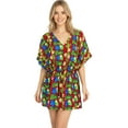 thumbnail image 1 of HAPPY BAY Women's Beachwear Summer Swim Beach Dress Cover ups for Swimwear Women Plus Size Casual Swimsuit Coverups for Women 3X-4X Crimson, Floral Hibiscus Bamboo Tree, 1 of 4