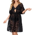 thumbnail image 1 of HAPPY BAY Women's Beachwear Summer Swim Beach Dress Cover ups for Swimwear Women Plus Size Flowy Swimsuit Coverups Cover-up Tops XL-XXL Ebony, Crochet Floral, 1 of 4
