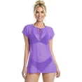 thumbnail image 1 of HAPPY BAY Women's Beachwear Summer Swim Beach Dress Cover ups for Swimwear Women Loose Swimsuit Coverups for Women Mini Tunics 12-14 Violet_AC123, 1 of 3