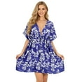 thumbnail image 1 of HAPPY BAY Women's Beachwear Summer Swim Beach Dress Cover ups for Swimwear Women Loose Swing Swimsuit Coverups Tops XL-XXL Cobalt, Leaves, 1 of 5