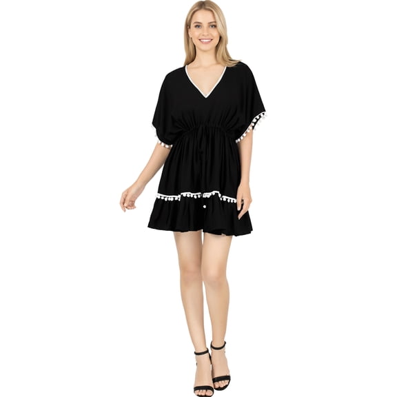 HAPPY BAY Women's Beachwear Summer Swim Beach Dress Cover ups for Swimwear Women Plus Size Party Swimsuit Coverups for Women 3X-4X Charcoal_AC387