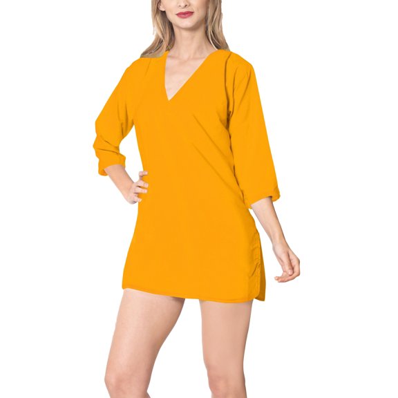 HAPPY BAY Women's Beachwear Summer Swim Beach Dress Cover ups for Swimwear Women Swimsuit Coverups Cover-up Mini Wear 14-16 Orange_AC156