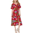 thumbnail image 1 of HAPPY BAY Women's Beachwear Swimsuit Coverups Summer Cover ups for Swimwear Women Button up Beach Dress Night T Shirt L-XL Maroon, Floral Hibiscus, 1 of 5