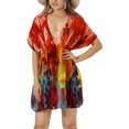 thumbnail image 1 of HAPPY BAY Women's Beachwear Swimsuit Coverups Summer Swim Beach Cover ups for Swimwear Women Bathing Suit Cover-up Casual Dress for Women 2X-3X Magenta, Trees, 1 of 5