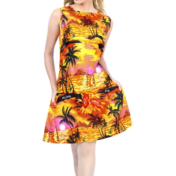 HAPPY BAY Women's Beachwear Swimsuit Coverups Summer Swim Beach Dress Cover ups for Swimwear Loose Casual Bathing Suit 0-2 Orange, Palm Tree Beach Hibiscus