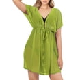 thumbnail image 1 of HAPPY BAY Women's Beachwear Swimsuit Coverups for Women Summer Bikini Sheer Chiffon Cover up Dress Bathing Suit Swim Beach Cover ups for Swimwear XL-XXL Solid Plain, Ivy Green, 1 of 6