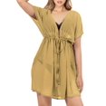 thumbnail image 1 of HAPPY BAY Women's Beachwear Swimsuit Coverups for Women Summer Bikini Sheer Chiffon Cover up V Neck Dress Bathing Suit Swim Beach Cover ups for Swimwear XL-XXL Solid Plain, Beige, 1 of 6