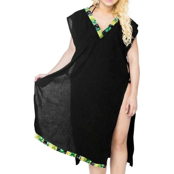 HAPPY BAY Women's Beachwear Swimsuit Coverups for Women Summer Swim Beach Cover ups for Swimwear Women Loose Bathing Suit Cover-up Dress Robe XL-XXL Onyx, Solid