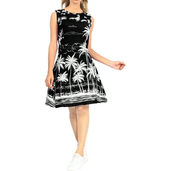 HAPPY BAY Women's Beachwear Swimsuit Coverups for Women Summer Swim Beach Dress Cover ups for Swimwear Women Loose Bathing Suit 12-14 Black, Palm Tree