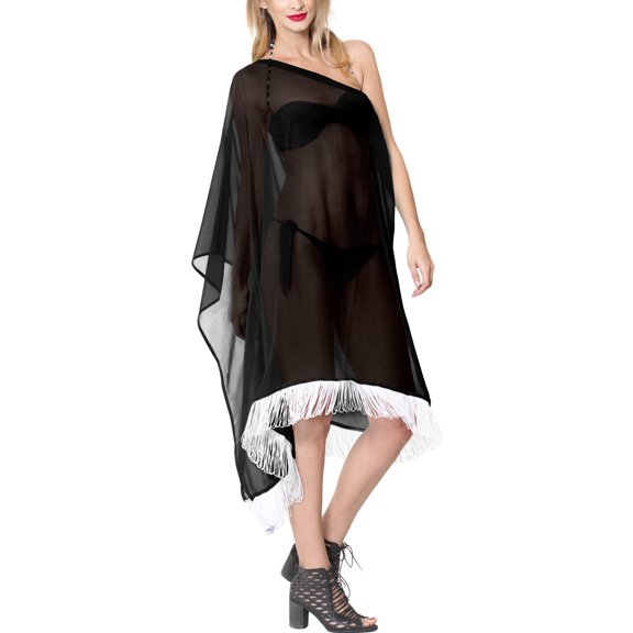 HAPPY BAY Women's Beachwear Swimsuit Coverups for Women Summer Swim Beach Dress Cover ups for Swimwear Women Loose Flowy Bathing Suit 1X-2X Black_AC519