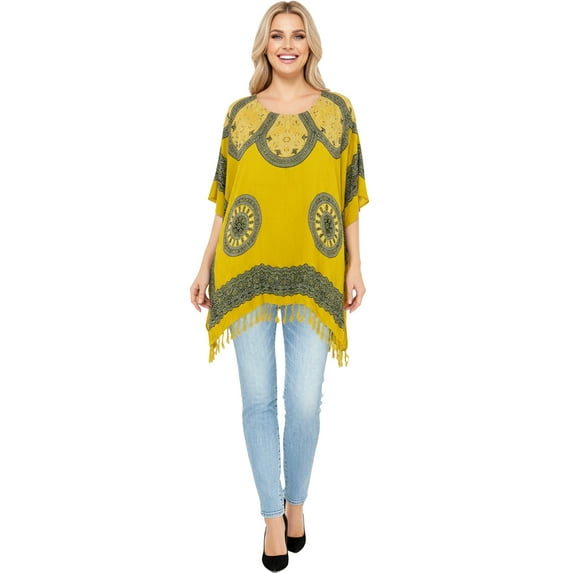 HAPPY BAY Women's Beachwear Swimsuit Coverups for Women Summer Swim Beach Dress Cover ups for Swimwear Women Loose Party Bathing Suit 1X-2X Mustard_AC269