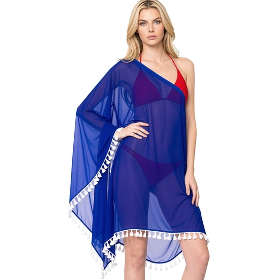 HAPPY BAY Women's Beachwear Swimsuit Coverups for Women Summer Swim Beach Dress Cover ups for Swimwear Women Loose Wear Bathing Suit Cover-up 1X-2X Blue, Solid