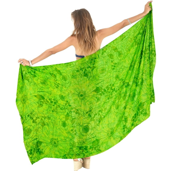 HAPPY BAY Women's Bikini Beach Wrap Swim Cover up Swimwear Bathing suit Summer Wraps Swimsuit Beachwear Sarong Coverups Skirts for Women One Size Shamrock Green, Tropical