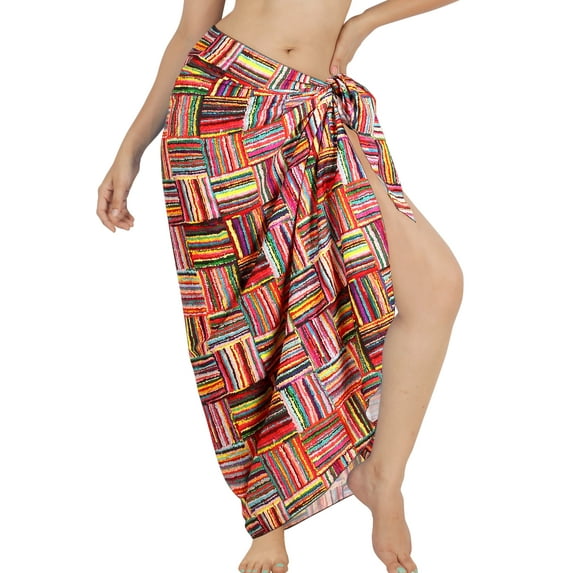 HAPPY BAY Women's Bikini Beach Wrap Swim Cover up Swimwear Summer Wraps Swimsuit Beachwear Sarong Coverups Skirts for Women One Size Multi, Stripes