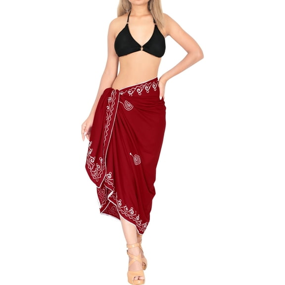 HAPPY BAY Women's Bikini Beach Wrap Swimwear Swim Cover up Skirt Bathing suit Summer Wraps Beachwear Sarong Coverups Swimsuits for Women One Size Poppy, Stripes