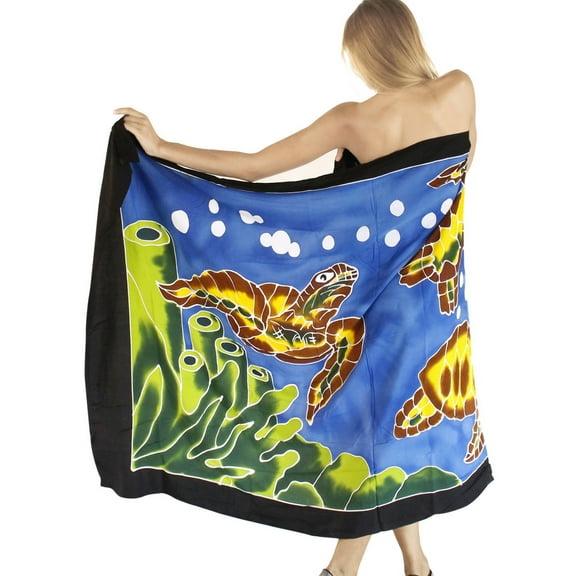 HAPPY BAY Women's Bikini Beach Wrap Swimwear Swim Cover up Skirt Bathing suit Summer Wraps Beachwear Sarong Coverups Swimsuits for Women One Size Sea, Turtles