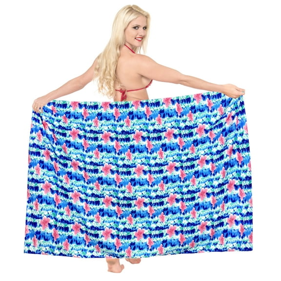 HAPPY BAY Women's Bikini Skirt Sarong Swimwear Cover up Bathing suit Summer Wraps Swimsuit Beach Wrap Coverups for Women One Size Aqua, Floral Botanical