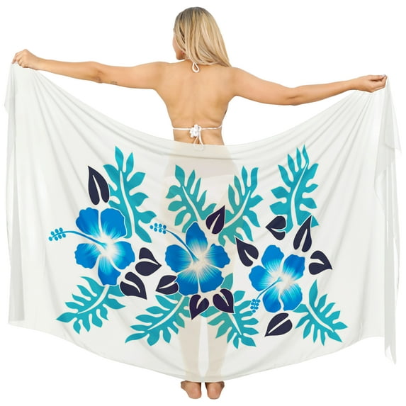 HAPPY BAY Women's Bikini Skirt Sarong Swimwear Cover up Bathing suit Summer Wraps Swimsuit Beach Wrap Coverups for Women One Size Hibiscus, White