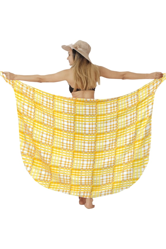 Women's Bikini Skirt Sarong Swimwear Swim Cover up Summer Wraps Swimsuit Beach Wrap Coverups for Women Beachwear One Size Canary, Checks