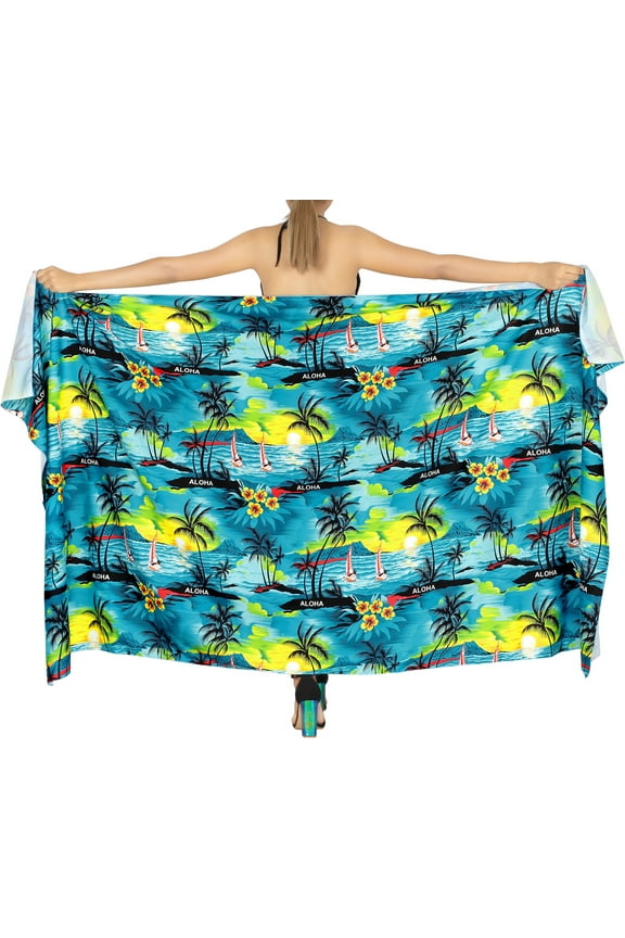 Women's Bikini Wrap Sarong Cover up Skirt Bathing suit Swimwear Swimsuit Beach Wraps Coverup for Women One Size Teal, Island