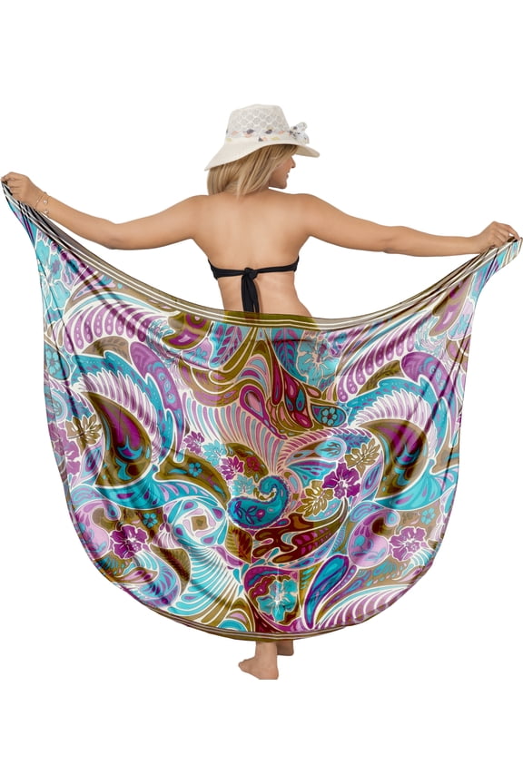 Women's Bikini Wraps Beach Wrap Coverup Sarong Skirt Bathing suit Swimsuit Swimwear Cover Up for Women One Size Paisley, Brown