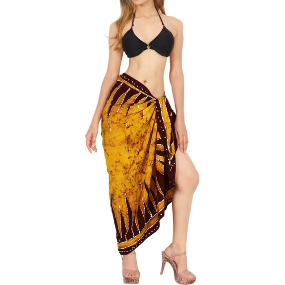 HAPPY BAY Women's Bikini Wraps Beach Wrap Sarong Cover up Skirt Bathing suit Swimsuit Cover Ups for Swimwear Women One Size Brown_N909