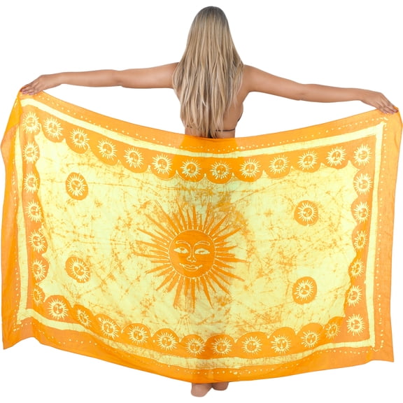 HAPPY BAY Women's Bikini Wraps Beach Wrap Sarong Cover up Skirt Bathing suit Swimsuit Cover Ups for Swimwear Women One Size Sun, Orange