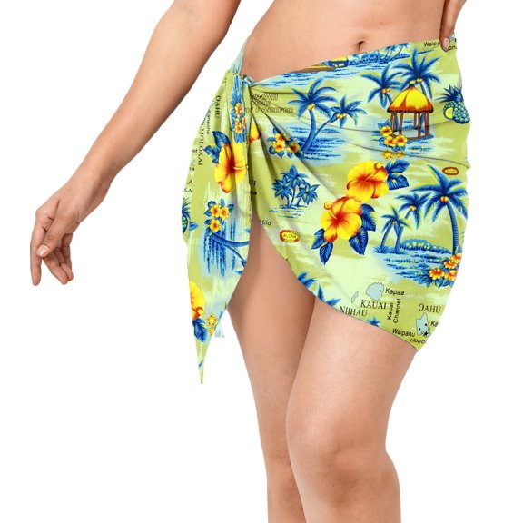 HAPPY BAY Women's Bikini Wraps Beach Wrap Sarong Coverup Skirt Bathing suit Swimsuit Swimwear Cover Up for Women One Size Floral, Beige