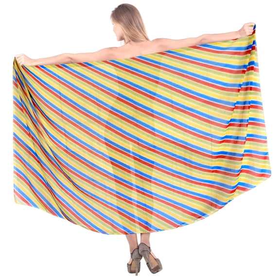 HAPPY BAY Women's Bikini Wraps Beach Wrap Sarong Swimwear Cover up Skirt Bathing suit Swimsuit Pareo Coverups for Women One Size Plus Canary, Stripes