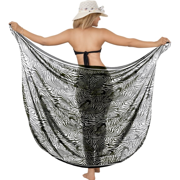 HAPPY BAY Women's Bikini Wraps Beach Wrap Swimwear Cover up Skirt Bathing suit Swimsuit Sarong Coverups for Women One Size Zebra Skin, Black
