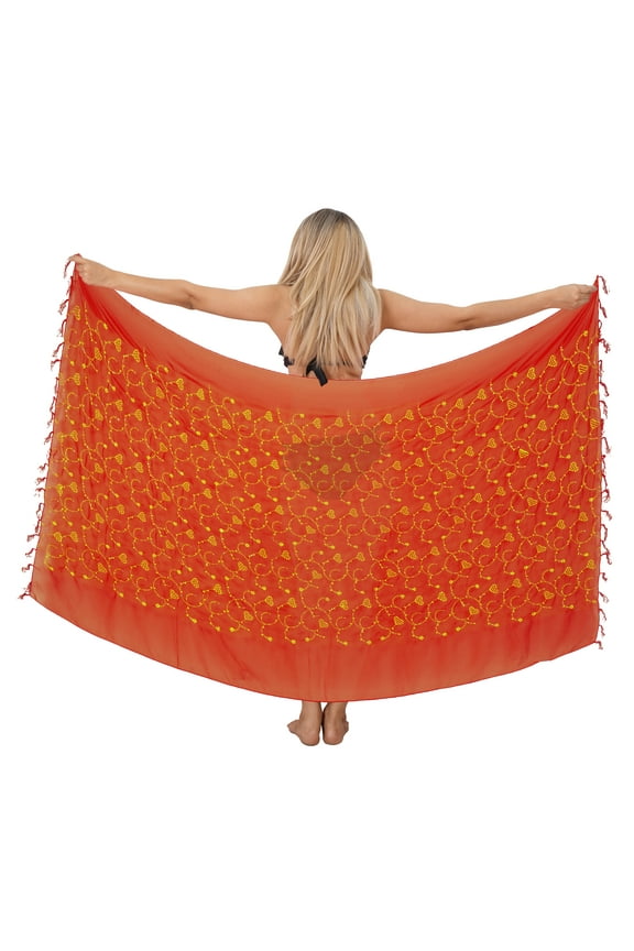 Women's Bikini Wraps Beach Wrap Swimwear Sarong Cover up Skirt Bathing suit Swimsuit Pareo Coverups for Women One Size Solid, Red