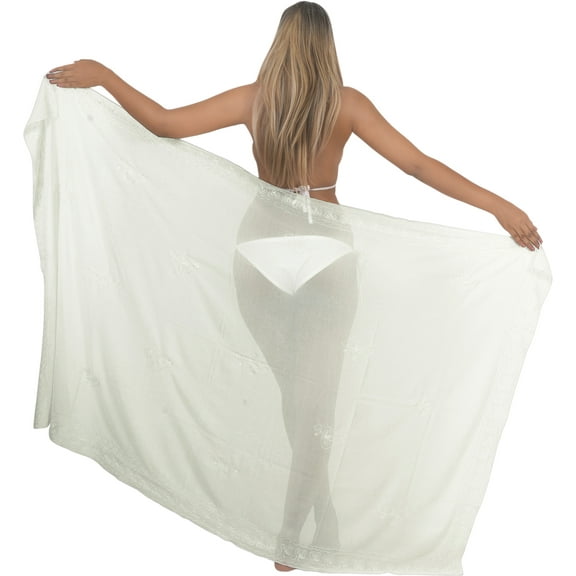 HAPPY BAY Women's Bikini Wraps Beach Wrap Swimwear Sarong Cover up Skirt Bathing suit Swimsuit Pareo Coverups for Women One Size Solid, White