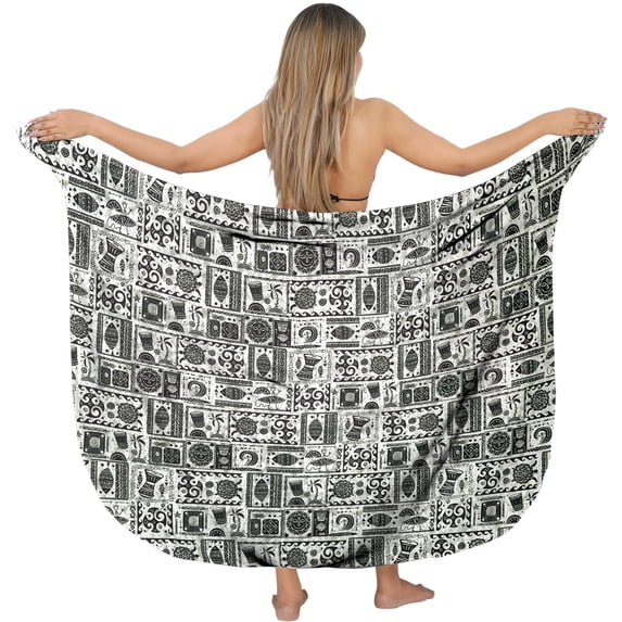 HAPPY BAY Women's Bikini Wraps Sarong Cover up Wrap Skirt Bathing suit Swimwear Swimsuit Beach Coverup for Women One Size Geometric, Black