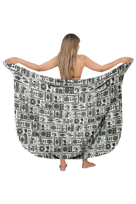Women's Bikini Wraps Sarong Cover up Wrap Skirt Bathing suit Swimwear Swimsuit Beach Coverup for Women One Size Geometric, Black