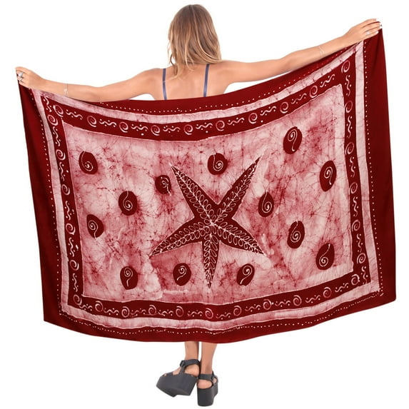 HAPPY BAY Women's Bikini Wraps Sarong Cover up Wrap Skirt Bathing suit Swimwear Swimsuit Beach Coverup for Women One Size Starfish, Red