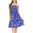 thumbnail image 1 of HAPPY BAY Women's Boho Smocked Mini Swing Beach Dress Tube Top Strapless Dresses for Women L-XL Sapphire, Floral, 1 of 4