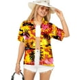 thumbnail image 1 of HAPPY BAY Women's Button Down Blouses Casual Beach Party Shirt Summer Blouse Short Sleeve Tropical Vacation Button up Hawaiian Shirts for Women S Palm Tree Island, Orange, 1 of 6