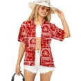 thumbnail image 1 of HAPPY BAY Women's Button Down Blouses Casual Summer Beach Party Blouse Shirt Hawaii Short Sleeve Vacation Hawaiian Shirts for Women XXL Marine Theme, Red, 1 of 6