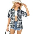 thumbnail image 1 of HAPPY BAY Women's Button Down Blouses Casual Summer Beach Party Blouse Shirt Short Sleeve Vacation Dress Tee Shirts Hawaiian Dresses for Women S Hula Dance Guitar, White, 1 of 6