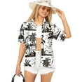 thumbnail image 1 of HAPPY BAY Women's Button Down Blouses Casual Summer Beach Party Blouses Shirt Open Front Blouse Short Sleeve Button up Shirts Hawaiian Dresses for Women S Palm Tree, White, 1 of 4
