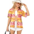 thumbnail image 1 of HAPPY BAY Women's Button Down Blouses Casual Summer Beach Party Shirt Hawaii Blouse Short Sleeve Tropical Vacation Button up Dress Hawaiian Shirts for Women S Aloha, Red, 1 of 5