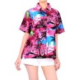 thumbnail image 1 of HAPPY BAY Women's Button Down Blouses Funky Vacation Button up Summer Beach Party Blouse Short Sleeve Tropical Hawaiian Shirts for Women M Evening Surf, Autumn Pink, 1 of 5